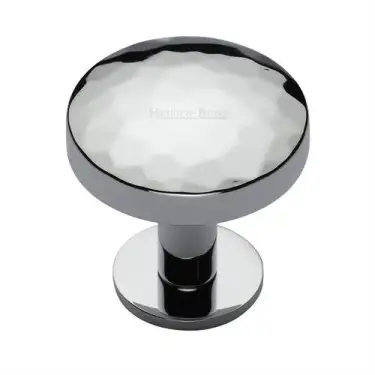 Click Here To Enlarge This Photo Of C3876 38-PC Heritage Brass Cabinet Knob Round Hammered Design with Rose 38mm Polished Chrome finish