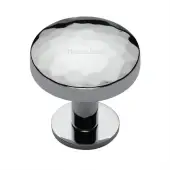 C3876 38-PC Heritage Brass Cabinet Knob Round Hammered Design with Rose 38mm Polished Chrome finish