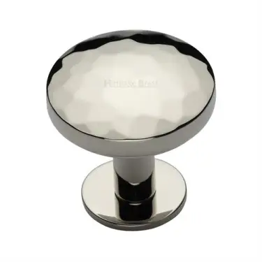 Click Here To Enlarge This Photo Of C3876 38-PNF Heritage Brass Cabinet Knob Round Hammered Design with Rose 38mm Polished Nickel finish