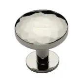 C3876 38-PNF Heritage Brass Cabinet Knob Round Hammered Design with Rose 38mm Polished Nickel finish