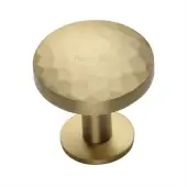 C3876 38-SB Heritage Brass Cabinet Knob Round Hammered Design with Rose 38mm Satin Brass finish