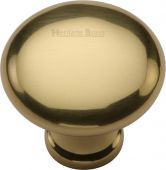 C113 32-PB Heritage Brass Cabinet Knob Victorian Round Design 32mm Polished Brass Finish