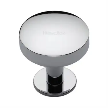 Click Here To Enlarge This Photo Of C3878 38-PC Heritage Brass Cabinet Knob Domed Disc Design with Rose 38mm Polished Chrome finish