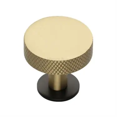 Click Here To Enlarge This Photo Of C3882 32-BSB Heritage Brass Cabinet Knob Knurled Disc Design with Rose 32mm Matt Bronze/Satin Brass finish