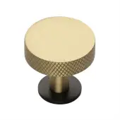 C3882 32-BSB Heritage Brass Cabinet Knob Knurled Disc Design with Rose 32mm Matt Bronze/Satin Brass finish