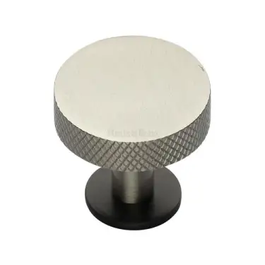 Click Here To Enlarge This Photo Of C3882 32-BSN Heritage Brass Cabinet Knob Knurled Disc Design with Rose 32mm Matt Bronze/Satin Nickel finish