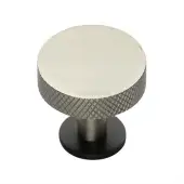 C3882 32-BSN Heritage Brass Cabinet Knob Knurled Disc Design with Rose 32mm Matt Bronze/Satin Nickel finish