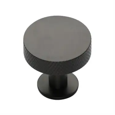 Click Here To Enlarge This Photo Of C3882 32-MB Heritage Brass Cabinet Knob Knurled Disc Design with Rose 32mm Matt Bronze finish