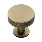 C3882 38-AT Heritage Brass Cabinet Knob Knurled Disc Design with Rose 38mm Antique Brass finish
