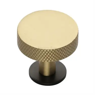 Click Here To Enlarge This Photo Of C3882 38-BSB Heritage Brass Cabinet Knob Knurled Disc Design with Rose 38mm Matt Bronze/Satin Brass finish