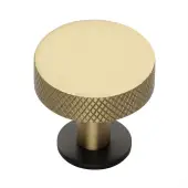 C3882 38-BSB Heritage Brass Cabinet Knob Knurled Disc Design with Rose 38mm Matt Bronze/Satin Brass finish