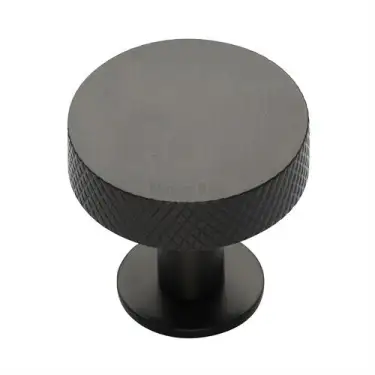 Click Here To Enlarge This Photo Of C3882 38-MB Heritage Brass Cabinet Knob Knurled Disc Design with Rose 38mm Matt Bronze finish