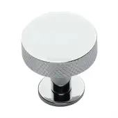 C3882 38-PC Heritage Brass Cabinet Knob Knurled Disc Design with Rose 38mm Polished Chrome finish
