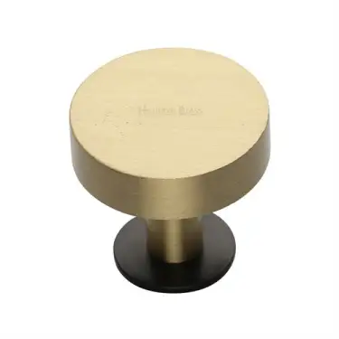 Click Here To Enlarge This Photo Of C3885 32-BSB Heritage Brass Cabinet Knob Disc Design with Rose 32mm Matt Bronze / Satin Brass finish