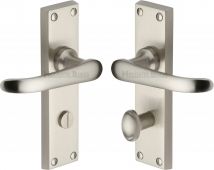 V730-SN Heritage Brass Door Handle For Bathroom Windsor Design Satin Nickel Finish