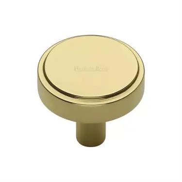 Click Here To Enlarge This Photo Of C3952 32-PB Heritage Brass Cabinet Knob Stepped Disc Design 32mm Polished Brass finish