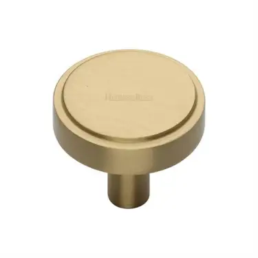 Click Here To Enlarge This Photo Of C3952 32-SB Heritage Brass Cabinet Knob Stepped Disc Design 32mm Satin Brass finish