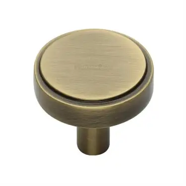 Click Here To Enlarge This Photo Of C3952 38-AT Heritage Brass Cabinet Knob Stepped Disc Design 38mm Antique Brass finish