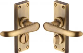 V735-AT Heritage Brass Door Handle For Privacy Set Windsor Short Design Antique Brass Finish
