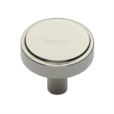 Click Here To Enlarge This Photo Of C3952 38-PNF Heritage Brass Cabinet Knob Stepped Disc Design 38mm Polished Nickel finish