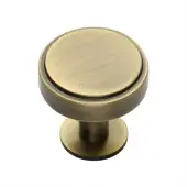 C3954 32-AT Heritage Brass Cabinet Knob Stepped Disc Design with Rose 32mm Antique Brass finish