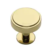 C3954 32-PB Heritage Brass Cabinet Knob Stepped Disc Design with Rose 32mm Polished Brass finish