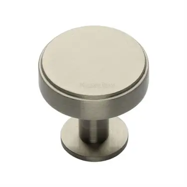 Click Here To Enlarge This Photo Of C3954 32-SN Heritage Brass Cabinet Knob Stepped Disc Design with Rose 32mm Satin Nickel finish