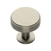 C3954 32-SN Heritage Brass Cabinet Knob Stepped Disc Design with Rose 32mm Satin Nickel finish