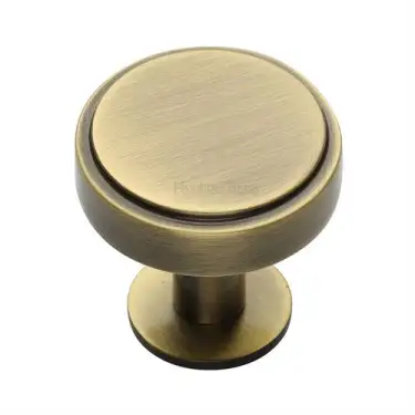 Click Here To Enlarge This Photo Of C3954 38-AT Heritage Brass Cabinet Knob Stepped Disc Design with Rose 38mm Antique Brass finish