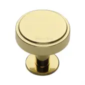 C3954 38-PB Heritage Brass Cabinet Knob Stepped Disc Design with Rose 38mm Polished Brass finish