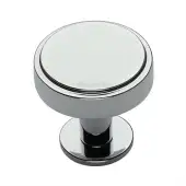 C3954 38-PC Heritage Brass Cabinet Knob Stepped Disc Design with Rose 38mm Polished Chrome finish