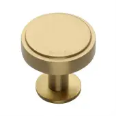 C3954 38-SB Heritage Brass Cabinet Knob Stepped Disc Design with Rose 38mm Satin Brass finish