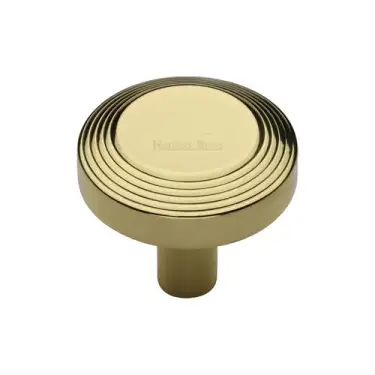 Click Here To Enlarge This Photo Of C3956 32-PB Heritage Brass Cabinet Knob Ridge Design 32mm Polished Brass finish
