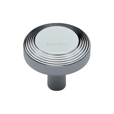 Click Here To Enlarge This Photo Of C3956 32-PC Heritage Brass Cabinet Knob Ridge Design 32mm Polished Chrome finish