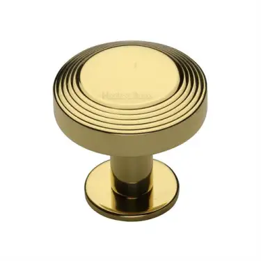 Click Here To Enlarge This Photo Of C3958 32-PB Heritage Brass Cabinet Knob Ridge Design with Rose 32mm Polished Brass finish