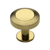 C3958 32-PB Heritage Brass Cabinet Knob Ridge Design with Rose 32mm Polished Brass finish