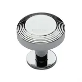C3958 32-PC Heritage Brass Cabinet Knob Ridge Design with Rose 32mm Polished Chrome finish