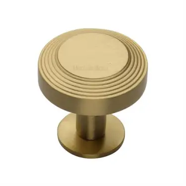 Click Here To Enlarge This Photo Of C3958 32-SB Heritage Brass Cabinet Knob Ridge Design with Rose 32mm Satin Brass finish
