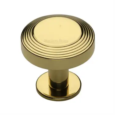 Click Here To Enlarge This Photo Of C3958 38-PB Heritage Brass Cabinet Knob Ridge Design with Rose 38mm Polished Brass finish