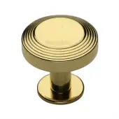 C3958 38-PB Heritage Brass Cabinet Knob Ridge Design with Rose 38mm Polished Brass finish