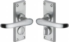 V735-SC Heritage Brass Door Handle For Privacy Set Windsor Short Design Satin Chrome Finish
