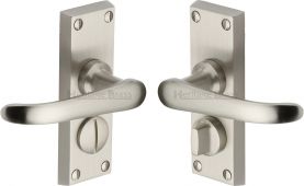V735-SN Heritage Brass Door Handle For Privacy Set Windsor Short Design Satin Nickel Finish