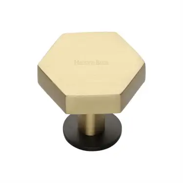 Click Here To Enlarge This Photo Of C4345 32-BSB Heritage Brass Cabinet Knob Hexagon Design with Rose 32mm Matt Bronze/Satin Brass finish
