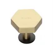 C4345 32-BSB Heritage Brass Cabinet Knob Hexagon Design with Rose 32mm Matt Bronze/Satin Brass finish