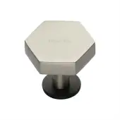C4345 32-BSN Heritage Brass Cabinet Knob Hexagon Design with Rose 32mm Matt Bronze/Satin Nickel finish