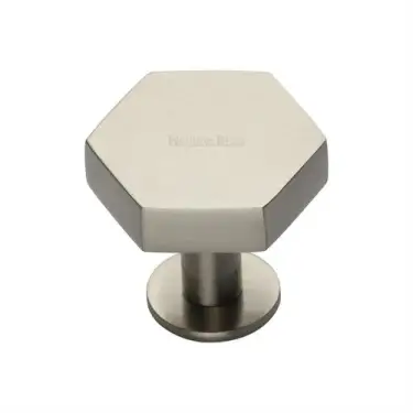 Click Here To Enlarge This Photo Of C4345 32-SN Heritage Brass Cabinet Knob Hexagon Design with Rose 32mm Satin Nickel finish