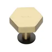 C4345 38-BSB Heritage Brass Cabinet Knob Hexagon Design with Rose 38mm Matt Bronze/Satin Brass finish