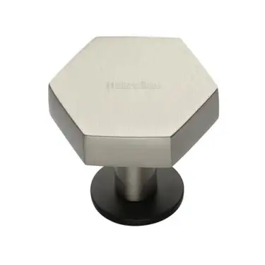 Click Here To Enlarge This Photo Of C4345 38-BSN Heritage Brass Cabinet Knob Hexagon Design with Rose 38mm Matt Bronze/Satin Nickel finish