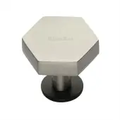 C4345 38-BSN Heritage Brass Cabinet Knob Hexagon Design with Rose 38mm Matt Bronze/Satin Nickel finish