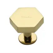 C4345 38-PB Heritage Brass Cabinet Knob Hexagon Design with Rose 38mm Polished Brass finish